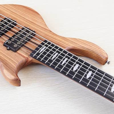Full Zebra Wood Custom 6 String Electric Bass, 24 Frets Fingerboard image 8