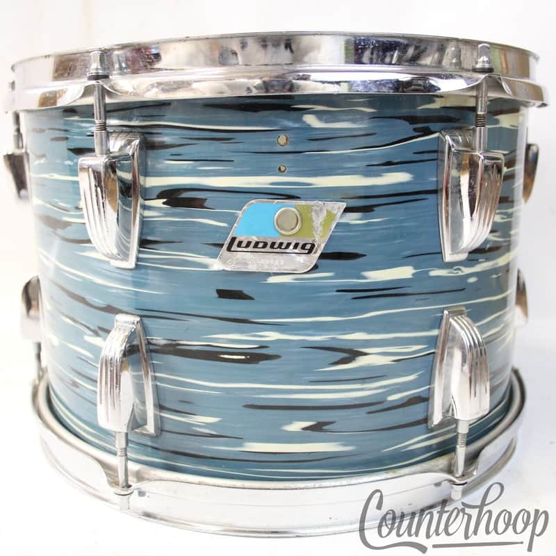 Ludwig 13x9"Blue Oyster Pearl Tom Drum Vintage 70s 3Ply Bowling Ball BOP B/O USA image 1