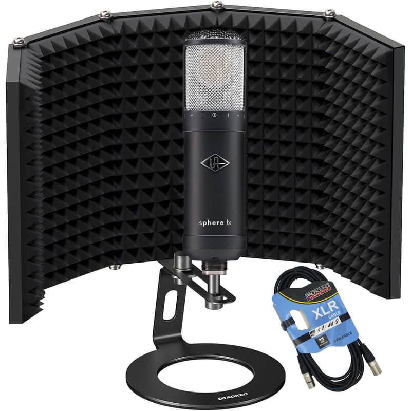 Universal Audio Sphere LX Modeling Microphone - Aokeo Mic Isolation Shield - XLR Cable Bundle image 1
