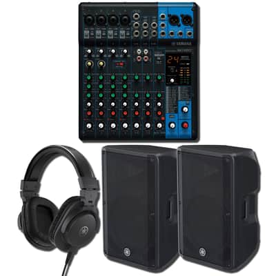 Yamaha MG10XU 10-Channel USB Mixing Console Full-Range PA Bundle with 2x DBR15 15-Inch 1,000W Powered Loudspeakers and HPH-MT5 Studio Monitor Headphones image 1