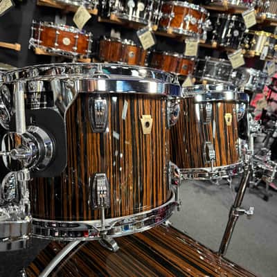 ~RARE!~ Ludwig Classic Maple 6-Piece 8/10/12/14/16/22 Drum Kit Set in Exotic Macassar Ebony Lacquer with SKB Soft Cases (Rm 4) image 8