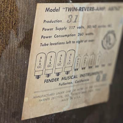 Fender 1967 Blackface Twin Reverb 2-Channel 2x12" Guitar Amp image 2
