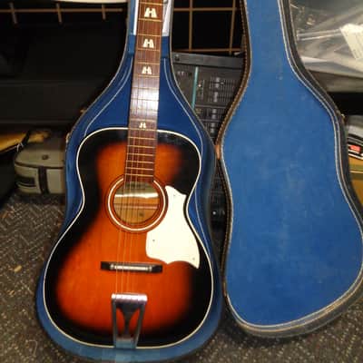 vintage Harmony Stella H+-6130 acoustic guitar with chipboard case image 2