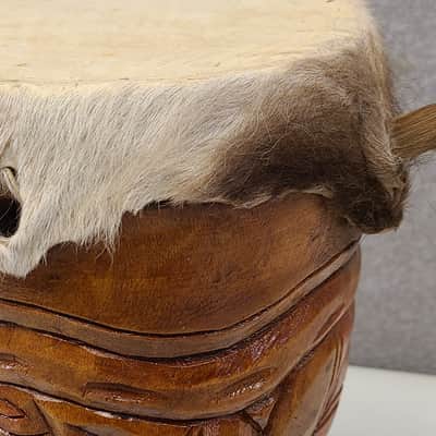 Djembe Drum African Hand Carved W/ 7" Goat Skin Head Height 12" image 12
