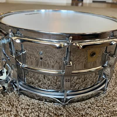 Ludwig No. 411 Super-Sensitive 6.5x14" 10-Lug Aluminum Snare Drum with Keystone Badge 1960 - 1963 - Chrome-Plated image 6