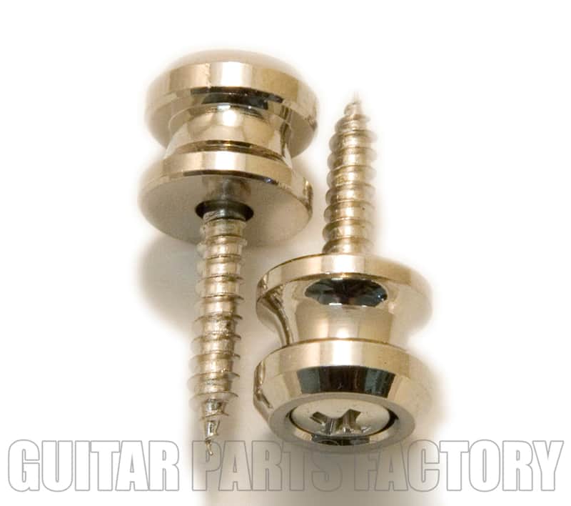 AP-0683-001 (2) Nickel Strap Buttons & Screws for Old Style Schaller Strap Locks Systems image 1