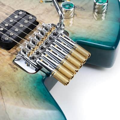 10.5mm Headless Electric Guitar Bridge Chrome Brass Block Saddle Hardened Steel Plate 2 point tremolo bridge for Fanned-fret 6 String Headless Electric Guitar Replacement parts image 5