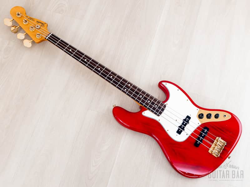 ベース Fender Japan Custom Edition JB62G-70 1993 Fender Custom Edition Jazz Bass JB62G-70 Charcoal Red w/ Gold