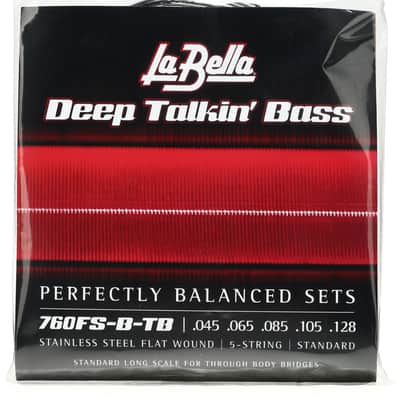 La Bella 760FS-B-TB Deep Talkin' Bass Flatwound Bass Guitar Strings - .045-.128 Standard Through Body 5-string image 1