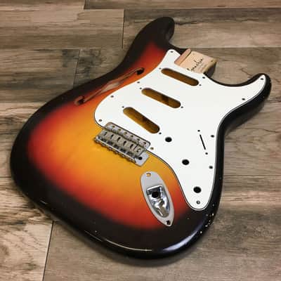 Made to Order - FRANCHIN Mercury F guitar body Relic Aged 100% Nitro Lacquer (Sunburst/ Black/ White/ Blue/ Green/ Yellow/ Red/ Pink/ Burgundy/ Purple/ Gold/ Silver, etc.) Basswood Poplar Stratocaster-Strat-S-Style F-hole Thinline Made in Italy image 20