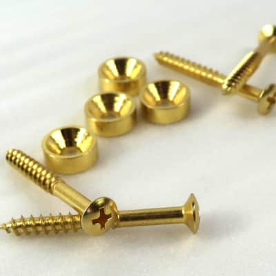 Gold Tone Neck Screw Bolt and Washer / Ferrule Kit Machined Steel / 4 Bolt Necks image 2