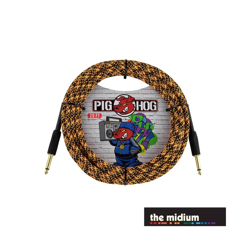 Pig Hog Graffiti Series 1/4" TS Instrument Cable – Orange Graffiti – (Multiple Lengths) - PCH20GOR 20' (20 ft.) image 1