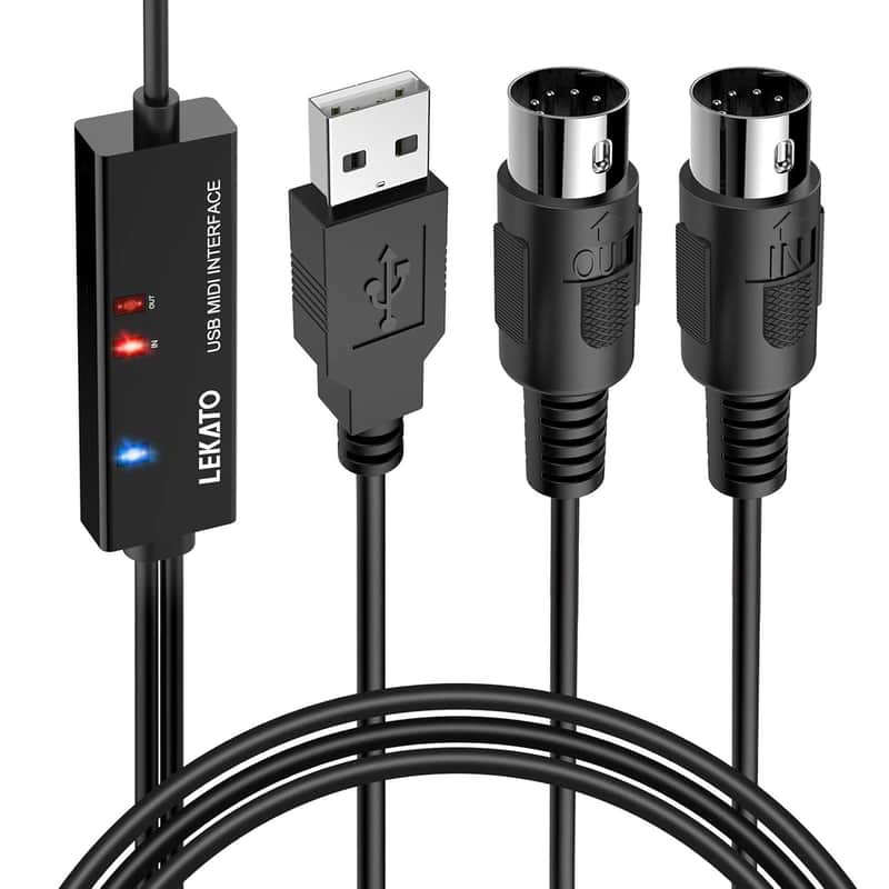 Usb Midi Cable, Midi To Usb Cable 6.5Ft With Input & Output Connecting With Keyboard, Synthesizer For Editing & Recording, Midi To Usb For Laptop Computer Windows And Mac image 1