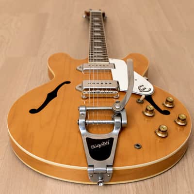 1999 Epiphone Casino Hollowbody Guitar Natural w/ 1 11/16" Nut, Bigsby B7 & Case, Peerless image 12