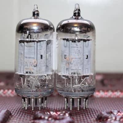 RCA 5963 12AU7 TIGHT MATCH PAIR LONG PLATE HALO GETTER TEST NOS+ VINTAGE 1960's image 1