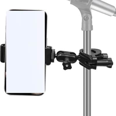 Mic Stand Phone Holder Mount Adjustable Phone Holder for Mic Microphone Music Stand iPhone Mic Stand Holder image 1