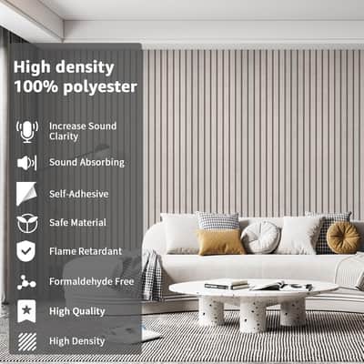 10 Pack Acoustic Panels, 48" X 12" X 0.35" Soundproof Wall Panels, Self Adhesive High Density Sound Absorbing Acoustic Treatment For Recording Studio, Office, Light Camel image 5