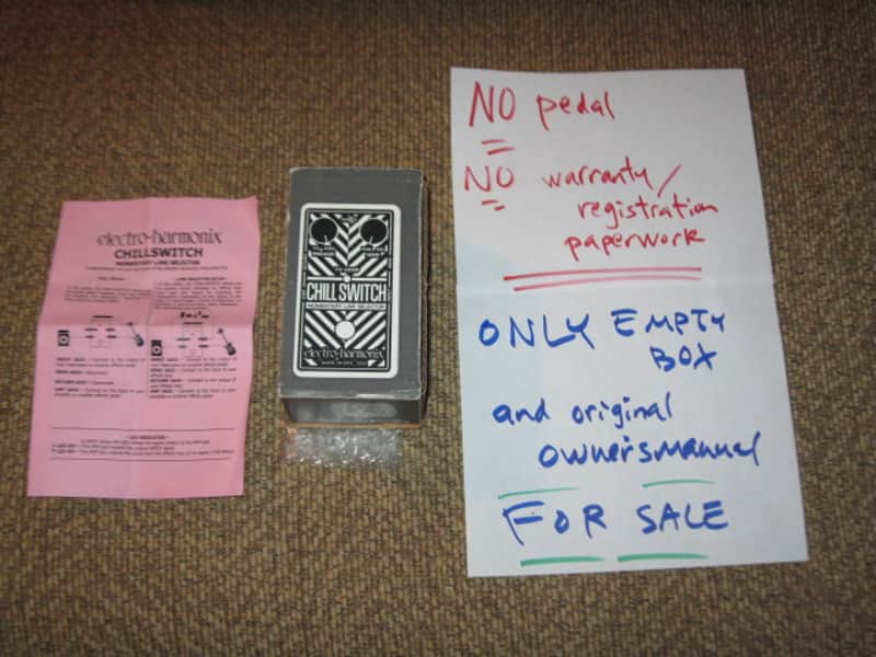 very lightly handled Electro Harmonix EMPTY CARDBOARD BOX + orig Owner's Instructions ONLY for Chillswitch Momentary Line Selector (NO pedal, NO warranty / registration paperwork) specifically from 2012 (can be home for different year Chillswitch pedal) image 1