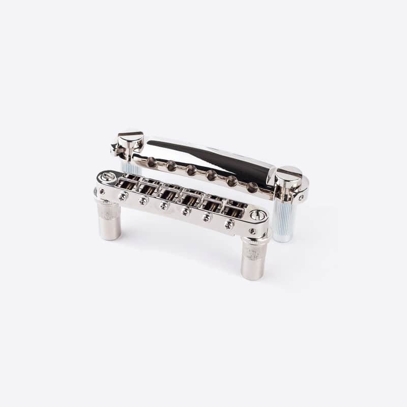 TonePros TonePros LPM02-N Metric Tune-o-matic Bridge and Tailpiece Set - Large Post Nickel - New