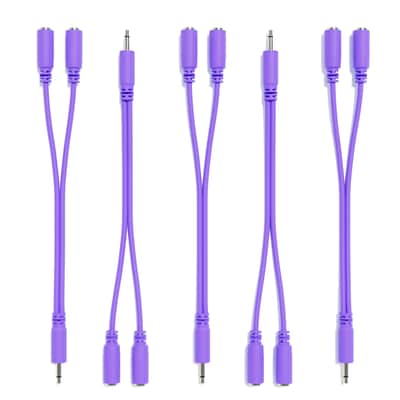 ExcelValley [Purple] 5-Pack - Mono Splitter Y Patch Cables - TS 3.5mm 1/8" Eurorack Synth Synthesizer image 3