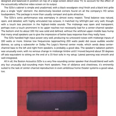 BOSTON ACOUSTICS 525v Center Channel Speaker w/5" Woofer, 5" Passive Radiator, 100w, Original Owner image 12
