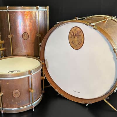 A&F Drum Co. Raw Copper Bop Drum Set (12/14/18) 2025 - Copper Patina image 3