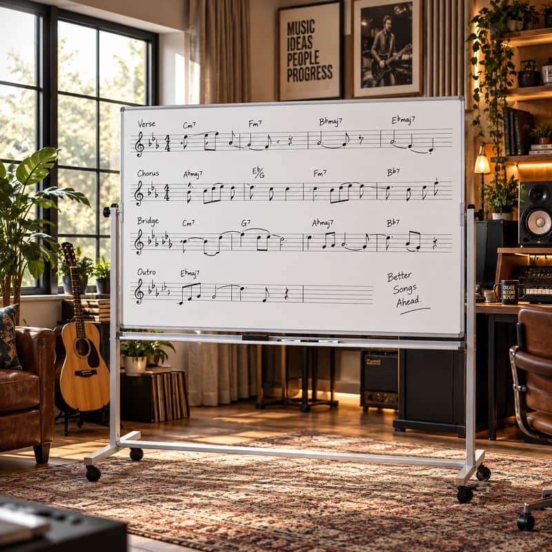 72" x 48" Double-Sided Music Staff Whiteboard Mobile Magnetic Composer Songwriter Studio Board image 1