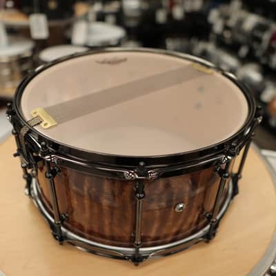 Pork Pie 7x14" Maple Max Snare Drum (Waterfall Bubinga High-Gloss w/ Black Nickel Hardware) image 8