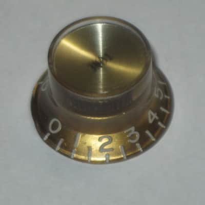 ONE very lite use genuine Gibson TONE (small print) knob from PRMK-030 set (only ONE TONE knob for sale / the other three knobs NOT included)  late 2000s or early 2010s - Knob is Gold with White Numbers & White Dashes (Gold Reflector w/ Small Black Print) image 19
