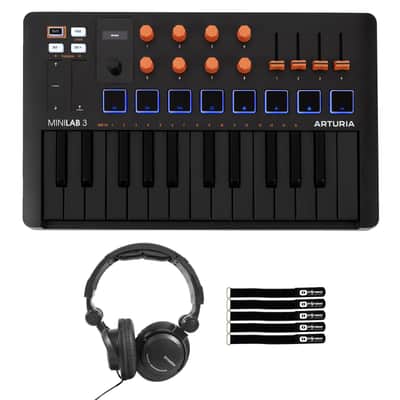 Arturia MiniLab 3 Orange 25 Key MIDI Keyboard Controller w Headphones