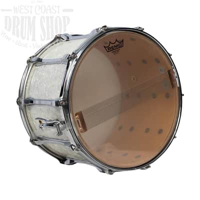 Used Ludwig 10x14 6-ply Snare Drum Modded/Rewrapped White Marine Pearl image 3