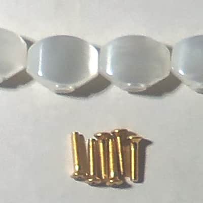 Hipshot® D07 White Pearl Buttons (6) With Gold Mount Screws~Hipshot Packaged~USA~New image 1