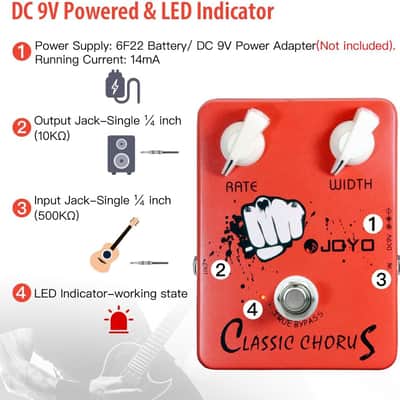 JOYO JF-05 Chorus Pedal Crisp & Transparent Chorus Full Bodied Sounds and Deep-clear Tone for Electric Guitar Effect - True Bypass image 8
