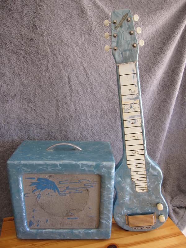 Magnatone Varsity 1950's MOT Blue Amp & Magnatone Lap Steel image 1