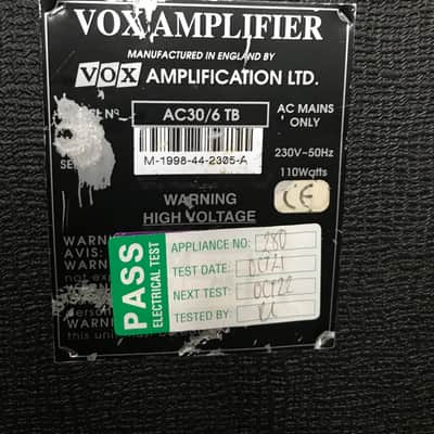 Vox AC30/6 TB 3-Channel 30-Watt 2x12" Guitar Combo 1994 - 2004 - Black image 5