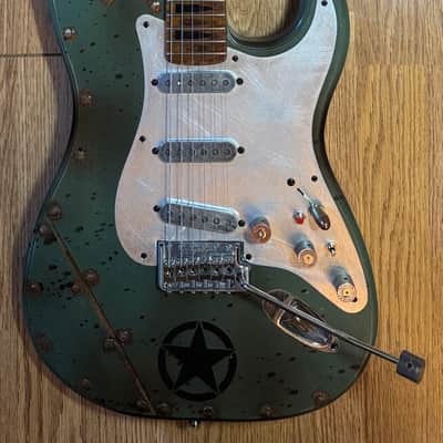 CeJota Strat-Style Electric Guitar - Military U.S. Army Green - "The Tank" image 1