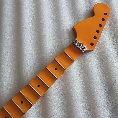 Glossy Finish Maple Guitar Strat Style Neck with Scalloped Fingerboard, Reversed Headstock image 1