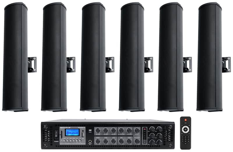 Rockville RCS350-6 70v Commercial Bluetooth Amplifier + (6) Line Array Speakers image 1