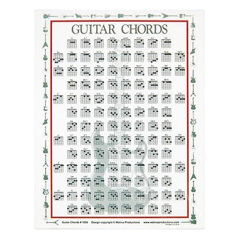 Walrus Productions 1065 Mini Laminated Guitar Chord Chart image 1