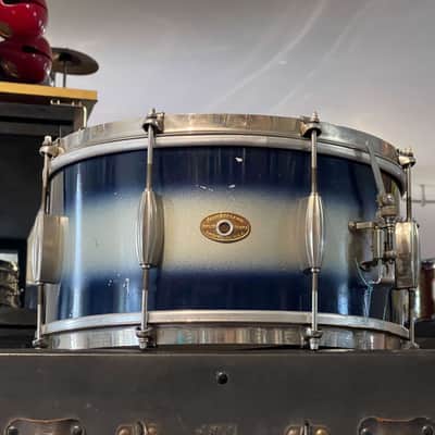 1950's Slingerland 6.5x14 Blue & Silver Duco Student Model Radio King Snare Drum image 2