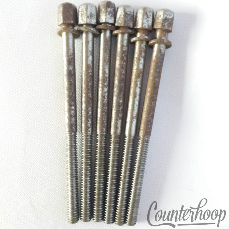 Walberg&Auge 6x 3 3/8" Hex T-Rods Tom/Snare Drum Tensioner Nickel W&A Leedy 40s image 1