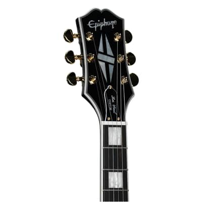 Epiphone Inspired by Gibson Les Paul Custom Electric Guitar, Left-Handed (with Gig Bag), Ebony image 3