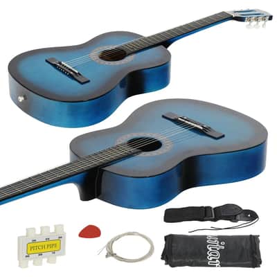 38" Full Size Acoustic Guitar Kids Guitar Adult GIGBAG STRAP TUNER Beginner Blue image 8