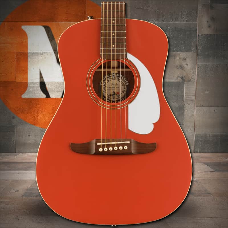 Fender Malibu Player, Walnut Fingerboard, White Pickguard - Fiesta Red image 1
