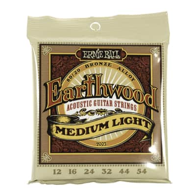 Ernie Ball 2003 Earthwood Medium-Light 80/20 Bronze Acoustic Guitar Strings, .012 - .054