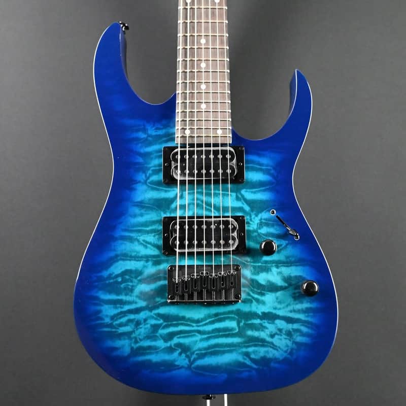 Ibanez GRG7221QA-TBB Transparent Blue Burst 7-String #162 image 1