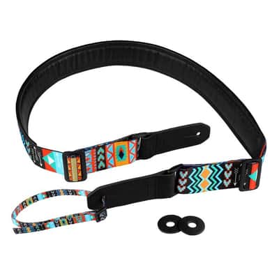 Strap for Guitar Ukrainian Nylon + Leather Ethnic Colored image 2