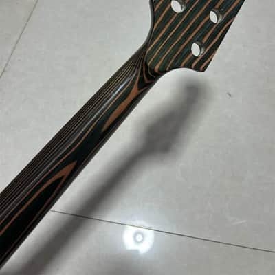 5 String Jazz Bass Style Zebra Wood Neckm 20 Frets Fingerboard image 1