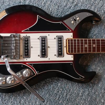 Vintage 1960s Teisco MIJ Early Hoshino Gakki Ibanez Maxitone 3 Pick UP Claw Shape Guitar Rare image 2