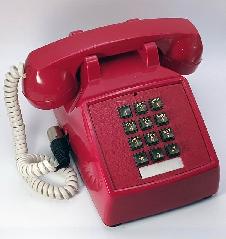 Custom Lo-Fi Telephone Microphone - Northern Electric G1 1970's Handset - Red w/ Model 2500 Base image 1